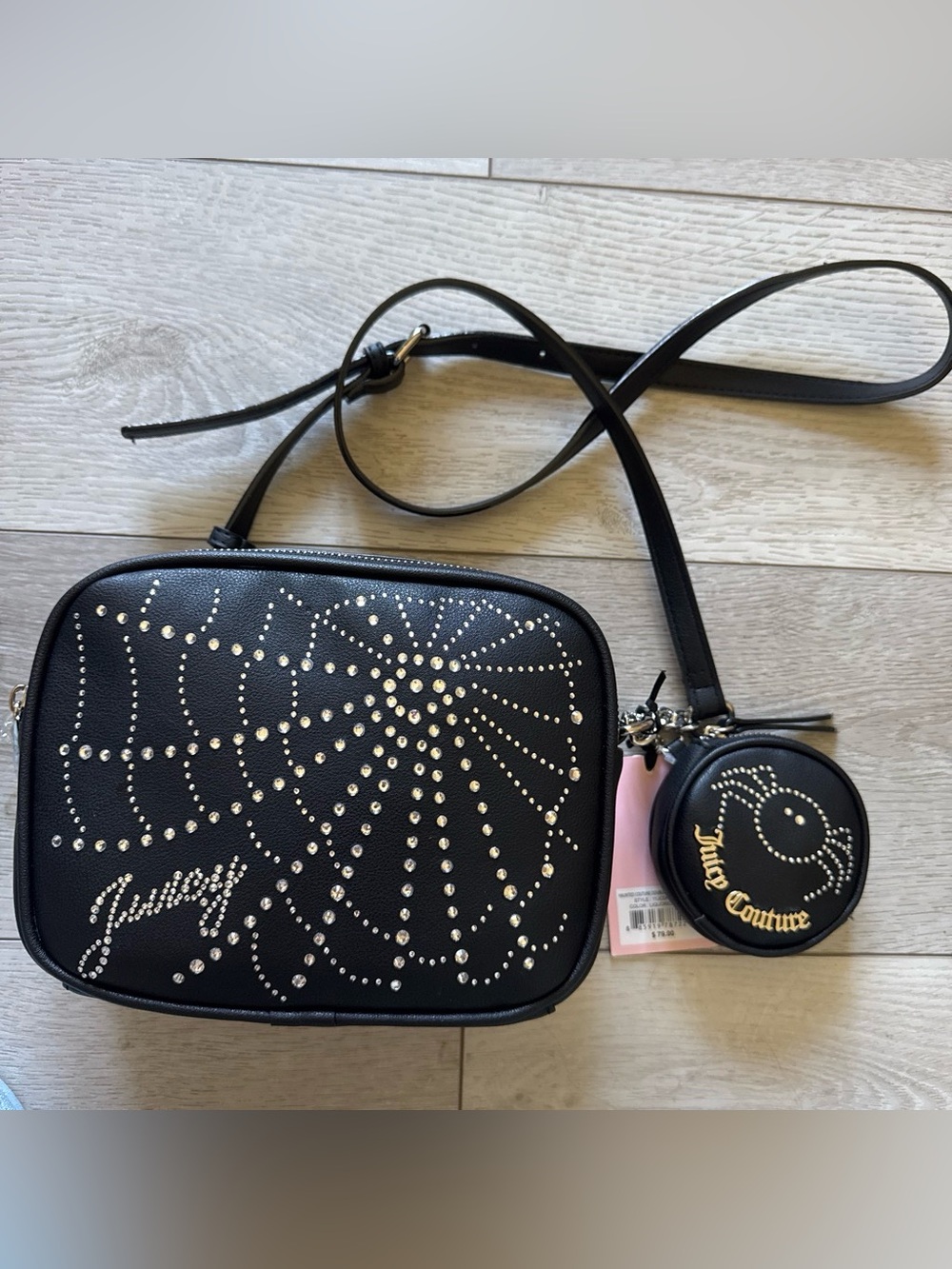 Juicy Couture Black Bling Spider Web Crossbody Bag with Spider Coin Pouch 🕸️